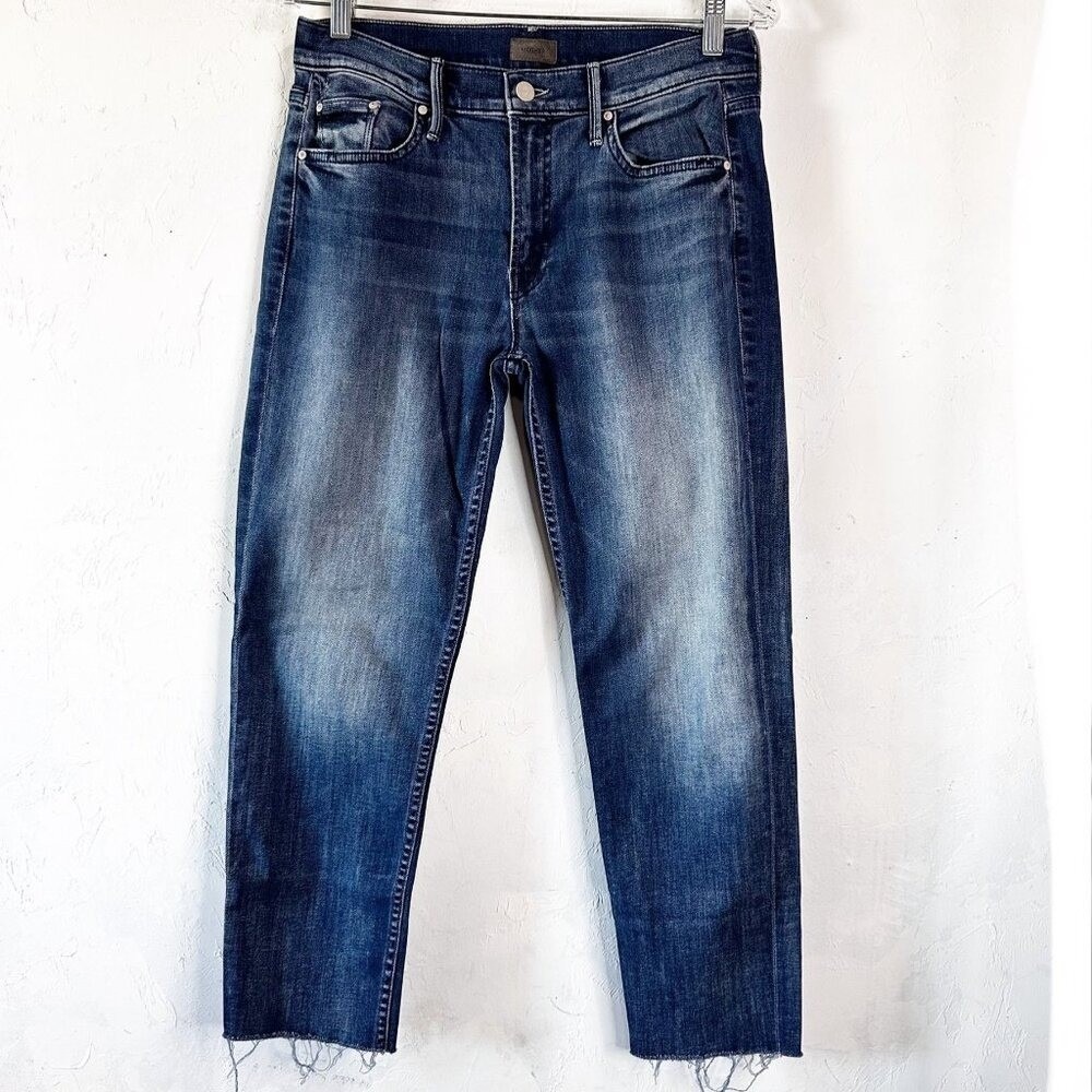 Mother Denim The Dropout Fray Moon Dark Jeans Womens 26 Stretch Comfort
